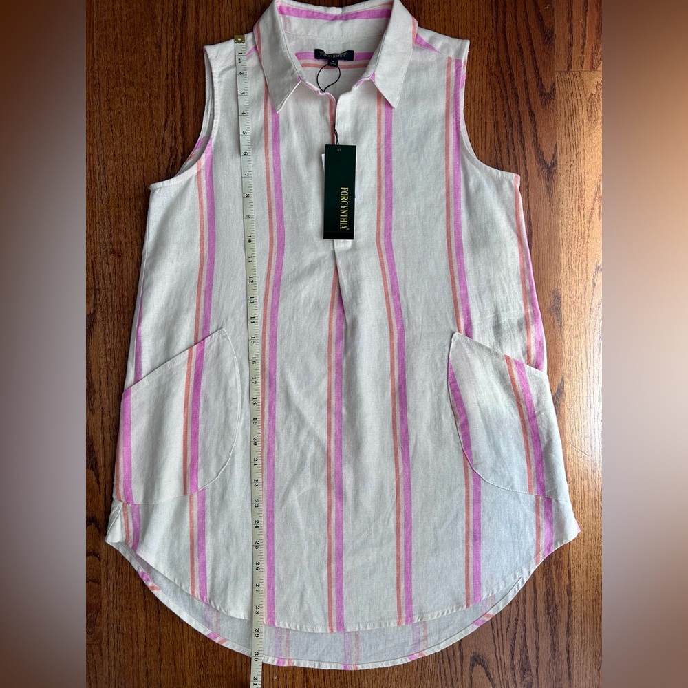 NWT For Cynthia Linen Sleeveless Button Tunic Top - Picture 6 of 10